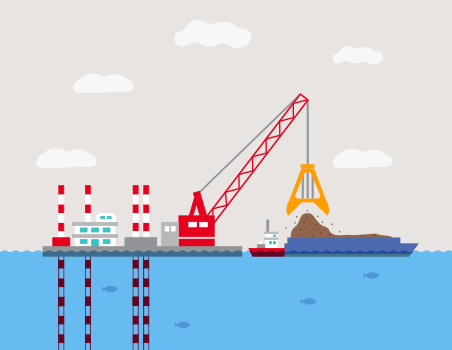 土運船に積み込む